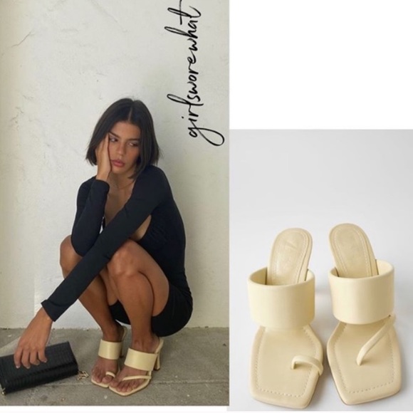 NWT ZARA Heeled Leather Sandals W. Padded Strap 40 - Picture 8 of 11